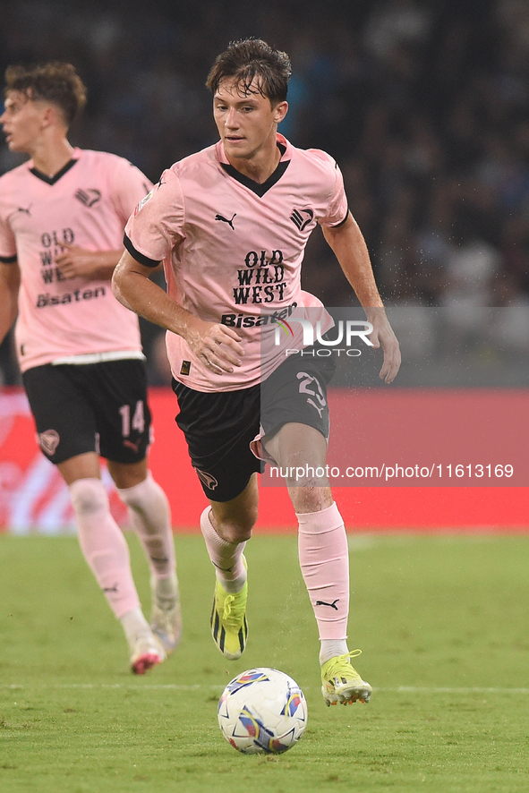 Patryk Peda of Palermo FC during the Coppa Italia match between SSC Napoli and Palermo FC at Stadio Diego Armando Maradona Naples Italy on 2...