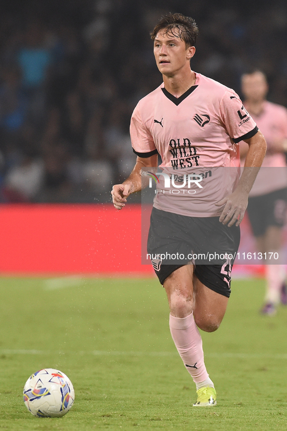 Patryk Peda of Palermo FC during the Coppa Italia match between SSC Napoli and Palermo FC at Stadio Diego Armando Maradona Naples Italy on 2...