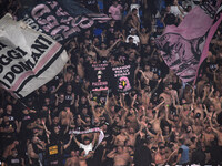 Supporters of Palermo FC during the Coppa Italia match between SSC Napoli and Palermo FC at Stadio Diego Armando Maradona Naples Italy on 26...