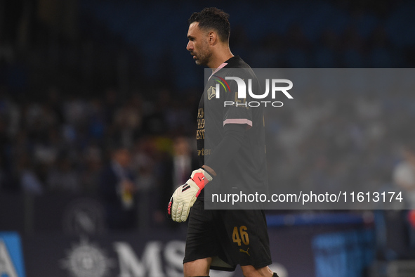 Salvatore Sirigu of Palermo FC during the Coppa Italia match between SSC Napoli and Palermo FC at Stadio Diego Armando Maradona Naples Italy...