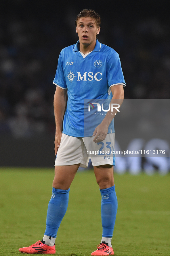 Alessio Zerbin of SSC Napoli during the Coppa Italia match between SSC Napoli and Palermo FC at Stadio Diego Armando Maradona Naples Italy o...