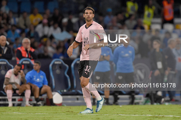 Pietro Ceccaroni of Palermo FC during the Coppa Italia match between SSC Napoli and Palermo FC at Stadio Diego Armando Maradona Naples Italy...