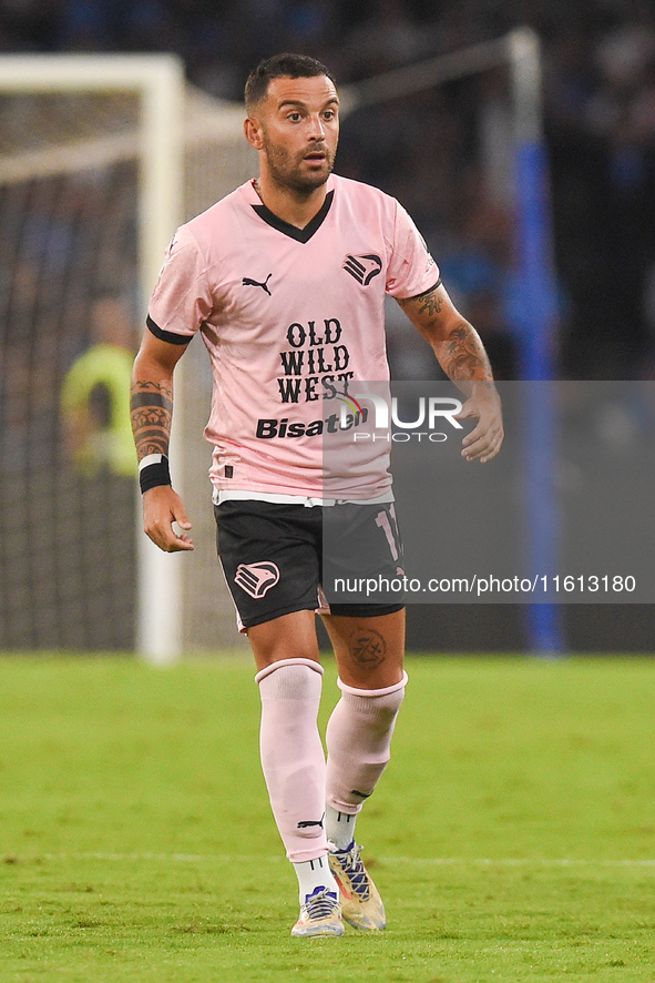 Roberto Insigne of Palermo FC during the Coppa Italia match between SSC Napoli and Palermo FC at Stadio Diego Armando Maradona Naples Italy...