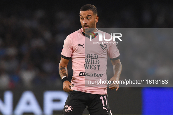 Roberto Insigne of Palermo FC during the Coppa Italia match between SSC Napoli and Palermo FC at Stadio Diego Armando Maradona Naples Italy...