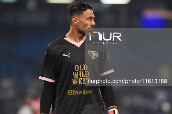 Salvatore Sirigu of Palermo FC during the Coppa Italia match between SSC Napoli and Palermo FC at Stadio Diego Armando Maradona Naples Italy...