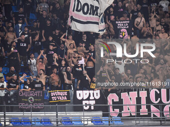 Supporters of Palermo FC during the Coppa Italia match between SSC Napoli and Palermo FC at Stadio Diego Armando Maradona Naples Italy on 26...