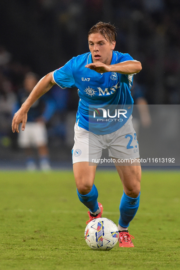 Alessio Zerbin of SSC Napoli during the Coppa Italia match between SSC Napoli and Palermo FC at Stadio Diego Armando Maradona Naples Italy o...