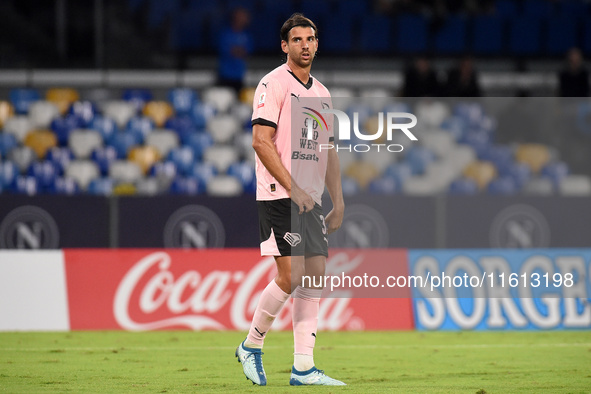 Pietro Ceccaroni of Palermo FC during the Coppa Italia match between SSC Napoli and Palermo FC at Stadio Diego Armando Maradona Naples Italy...