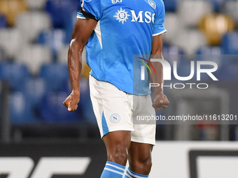 David Neres of SSC Napoli celebrates after scoring during the Coppa Italia match between SSC Napoli and Palermo FC at Stadio Diego Armando M...