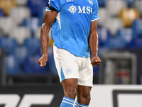 David Neres of SSC Napoli celebrates after scoring during the Coppa Italia match between SSC Napoli and Palermo FC at Stadio Diego Armando M...