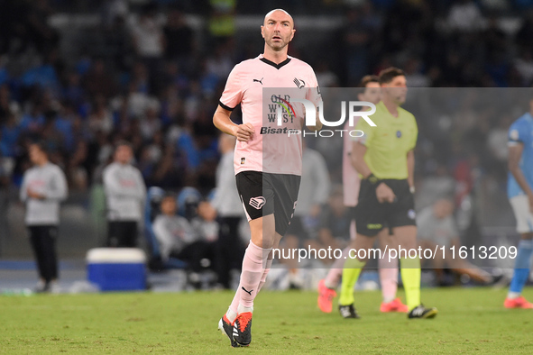 Fabio Lucioni of Palermo FC during the Coppa Italia match between SSC Napoli and Palermo FC at Stadio Diego Armando Maradona Naples Italy on...