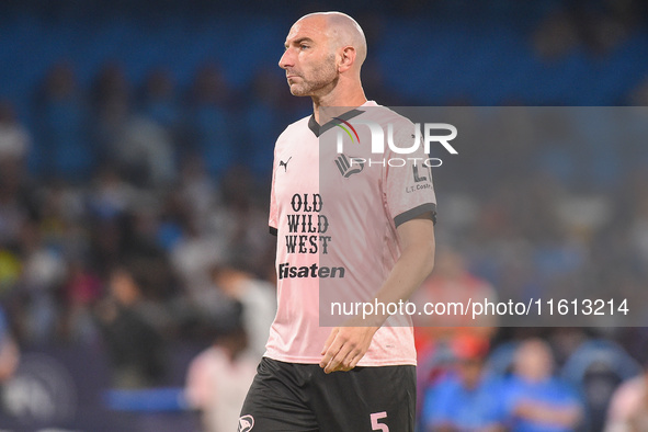 Fabio Lucioni of Palermo FC during the Coppa Italia match between SSC Napoli and Palermo FC at Stadio Diego Armando Maradona Naples Italy on...