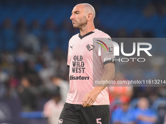 Fabio Lucioni of Palermo FC during the Coppa Italia match between SSC Napoli and Palermo FC at Stadio Diego Armando Maradona Naples Italy on...