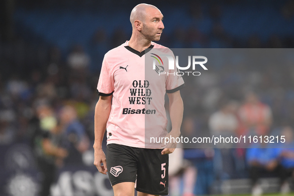 Fabio Lucioni of Palermo FC during the Coppa Italia match between SSC Napoli and Palermo FC at Stadio Diego Armando Maradona Naples Italy on...