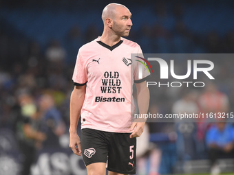 Fabio Lucioni of Palermo FC during the Coppa Italia match between SSC Napoli and Palermo FC at Stadio Diego Armando Maradona Naples Italy on...