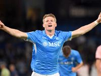 Scott McTominay of SSC Napoli celebrates after scoring during the Coppa Italia match between SSC Napoli and Palermo FC at Stadio Diego Arman...