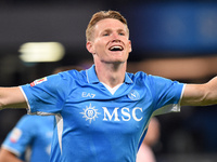 Scott McTominay of SSC Napoli celebrates after scoring during the Coppa Italia match between SSC Napoli and Palermo FC at Stadio Diego Arman...