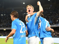 Scott McTominay of SSC Napoli celebrates with team mates after scoring during the Coppa Italia match between SSC Napoli and Palermo FC at St...