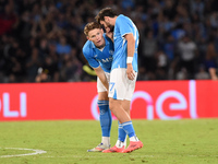 Scott McTominay and Khvicha Kvaratskhelia of SSC Napoli during the Coppa Italia match between SSC Napoli and Palermo FC at Stadio Diego Arma...