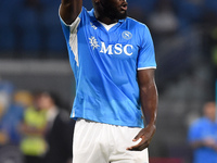 Romelu Lukaku of SSC Napoli during the Coppa Italia match between SSC Napoli and Palermo FC at Stadio Diego Armando Maradona Naples Italy on...