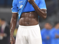 Romelu Lukaku of SSC Napoli during the Coppa Italia match between SSC Napoli and Palermo FC at Stadio Diego Armando Maradona Naples Italy on...