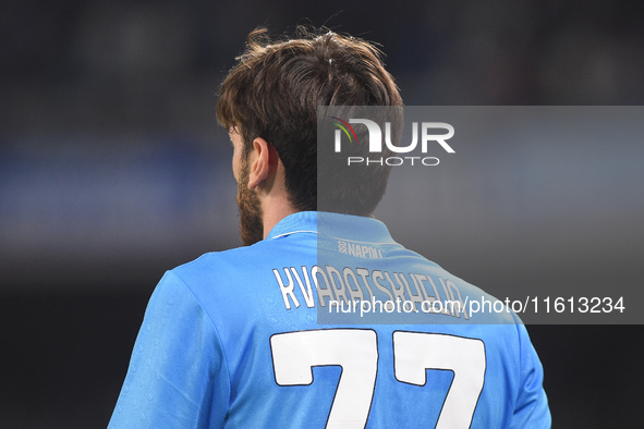 Khvicha Kvaratskhelia of SSC Napoli during the Coppa Italia match between SSC Napoli and Palermo FC at Stadio Diego Armando Maradona Naples...