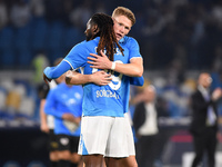 Andre-Frank Zambo Anguissa and Scott McTominay  at the end of the Coppa Italia match between SSC Napoli and Palermo FC at Stadio Diego Arman...