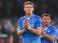 Scott McTominay of SSC Napoli applauds fans at the end of the Coppa Italia match between SSC Napoli and Palermo FC at Stadio Diego Armando M...