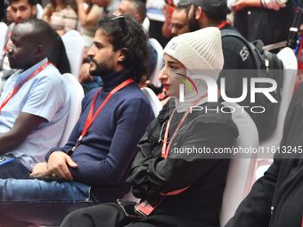 Foreign businessmen attend the opening ceremony of the 17th China Handan (Yongnian) Fastener and Equipment Exhibition in Handan, China, on S...