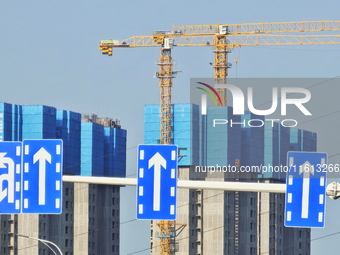 A real estate project under construction is seen in Yantai, China, on September 9, 2024. (