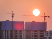 A real estate project under construction is seen in Yantai, China, on September 8, 2024. (