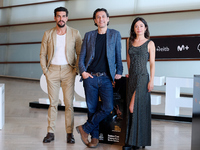 Anna Castillo, Mario Casas, and Rodrigo Cortes attend the photocall for ''Escape'' during the 72nd San Sebastian International Film Festival...