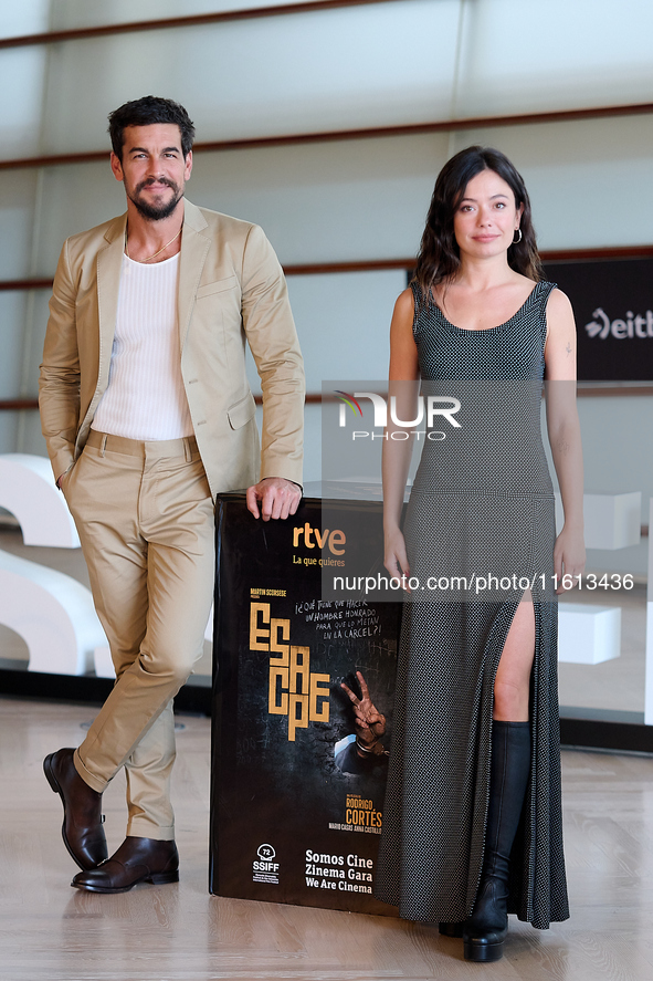 Mario Casas and Anna Castillo attend the photocall for ''Escape'' during the 72nd San Sebastian International Film Festival in San Sebastian...