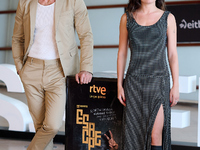 Mario Casas and Anna Castillo attend the photocall for ''Escape'' during the 72nd San Sebastian International Film Festival in San Sebastian...