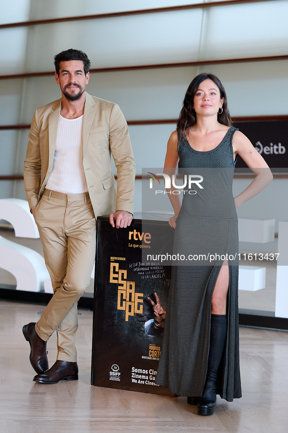 Mario Casas and Anna Castillo attend the photocall for ''Escape'' during the 72nd San Sebastian International Film Festival in San Sebastian...