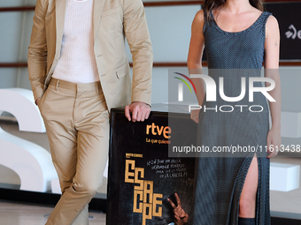 Mario Casas and Anna Castillo attend the photocall for ''Escape'' during the 72nd San Sebastian International Film Festival in San Sebastian...