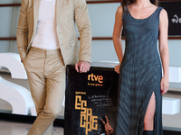 Mario Casas and Anna Castillo attend the photocall for ''Escape'' during the 72nd San Sebastian International Film Festival in San Sebastian...