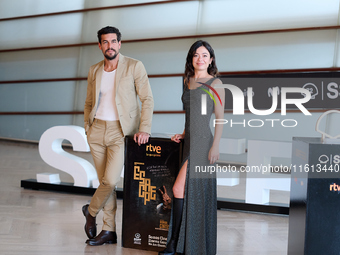 Mario Casas and Anna Castillo attend the photocall for ''Escape'' during the 72nd San Sebastian International Film Festival in San Sebastian...