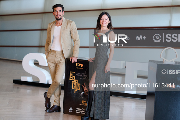 Mario Casas and Anna Castillo attend the photocall for ''Escape'' during the 72nd San Sebastian International Film Festival in San Sebastian...