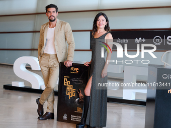 Mario Casas and Anna Castillo attend the photocall for ''Escape'' during the 72nd San Sebastian International Film Festival in San Sebastian...