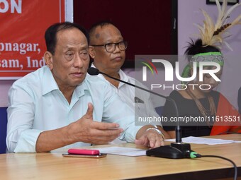 Rajkumar Meghen, Chairman of the North East Sports Foundation, addresses a press meet in Guwahati, India, on September 27, 2024. (