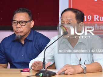 Rajkumar Meghen, Chairman of the North East Sports Foundation, addresses a press meet in Guwahati, India, on September 27, 2024. (