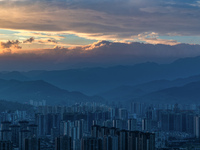 A photo taken on September 27, 2024, shows flow cloud at the main peak of the north slope of Jinfo Mountain in Chongqing, China. (