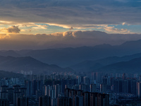 A photo taken on September 27, 2024, shows flow cloud at the main peak of the north slope of Jinfo Mountain in Chongqing, China. (