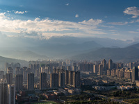 View of an urban area covered with morning light in Chongqing, China, on September 27, 2024. (