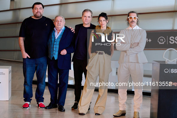 Milena Smit, Oscar Jaenaga, Hovik Keuchkerian, and Carlos Suarez attend the photocall for ''El Hoyo 2'' during the 72nd San Sebastian Intern...