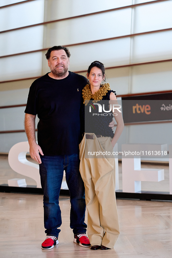 Milena Smit and Hovik Keuchkerian attend the photocall for ''El Hoyo 2'' during the 72nd San Sebastian International Film Festival in San Se...