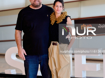 Milena Smit and Hovik Keuchkerian attend the photocall for ''El Hoyo 2'' during the 72nd San Sebastian International Film Festival in San Se...