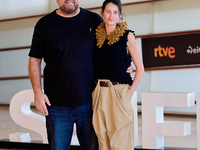 Milena Smit and Hovik Keuchkerian attend the photocall for ''El Hoyo 2'' during the 72nd San Sebastian International Film Festival in San Se...