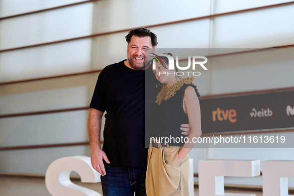 Milena Smit and Hovik Keuchkerian attend the photocall for ''El Hoyo 2'' during the 72nd San Sebastian International Film Festival in San Se...